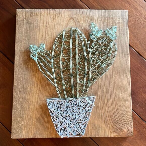 Saguro Cactus String Art on Wood Wall Hanging - Picture 1 of 5